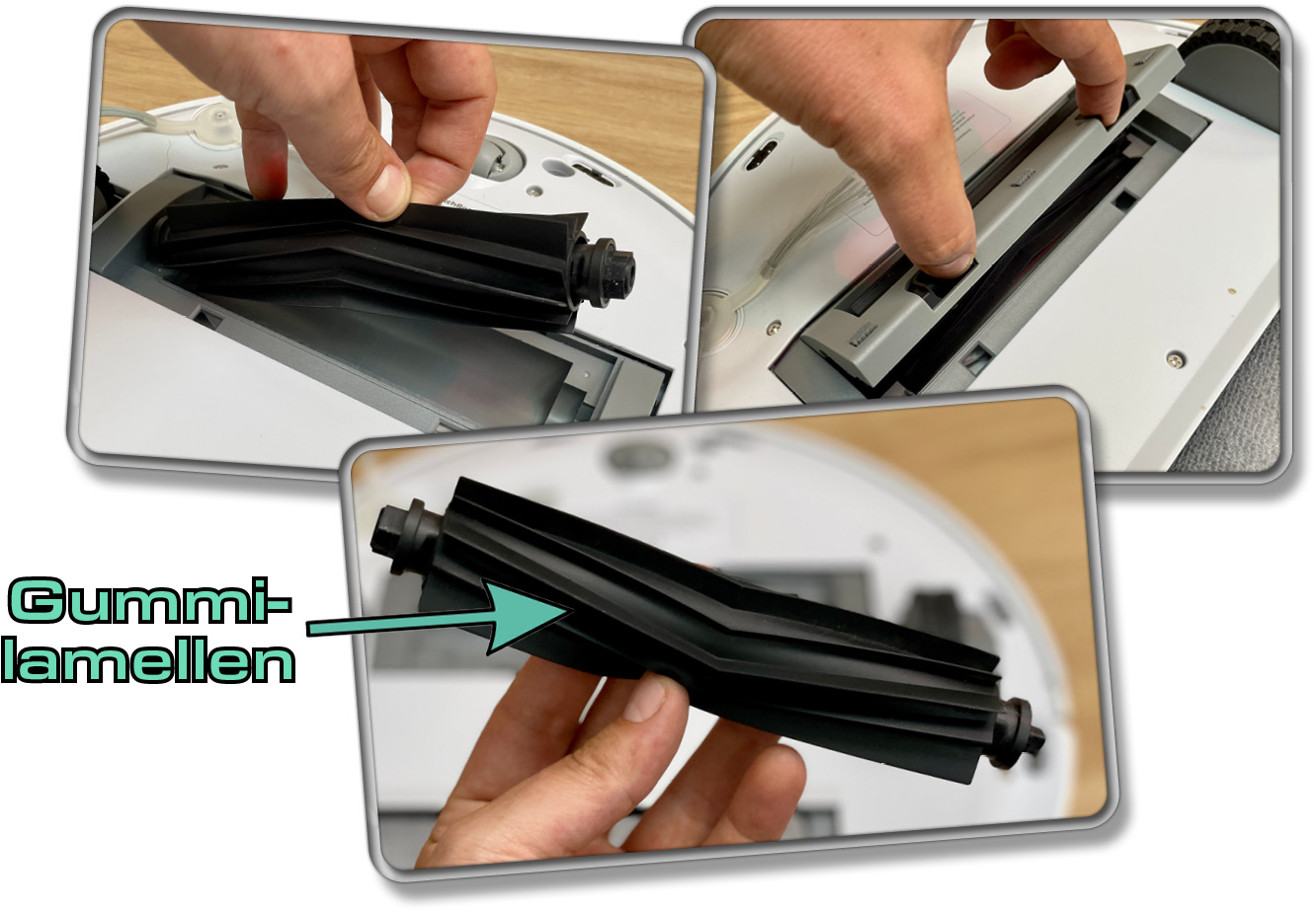 Die Bodenbürste des SwitchBot S10 besteht vollständig aus Kunststoff und soll somit weniger Haare aufwickeln.