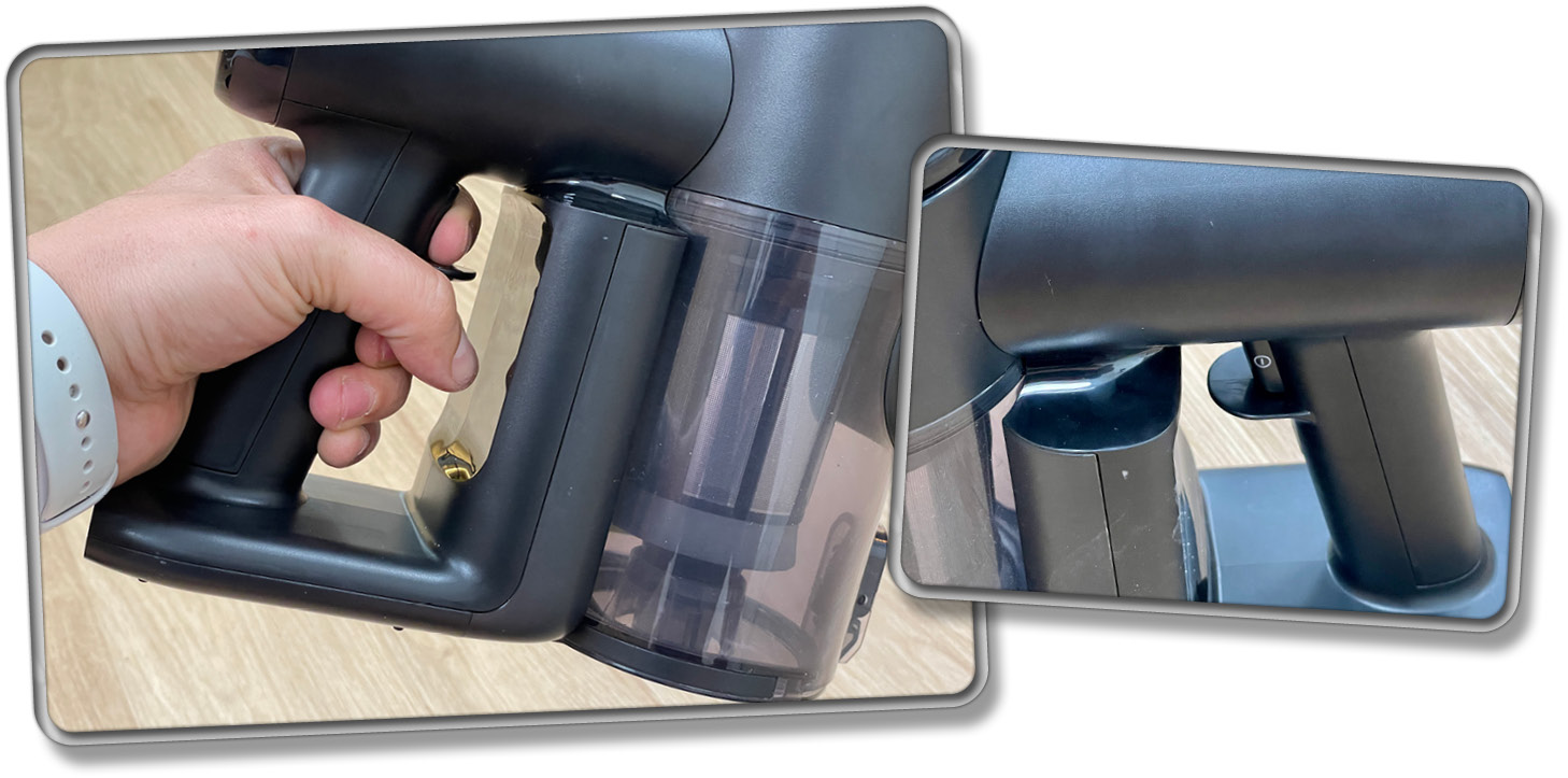 Die Saugleistung bleibt durch einmaliges Drücken konstant bestehen