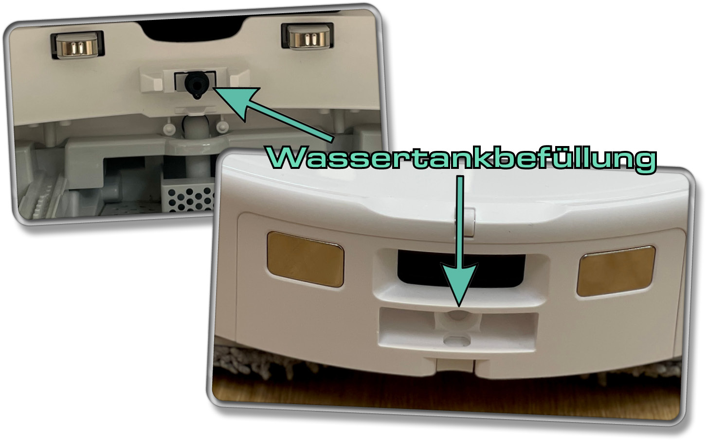 Die Station füllt automatisch das Frischwasser im Wassertank des Roboters nach