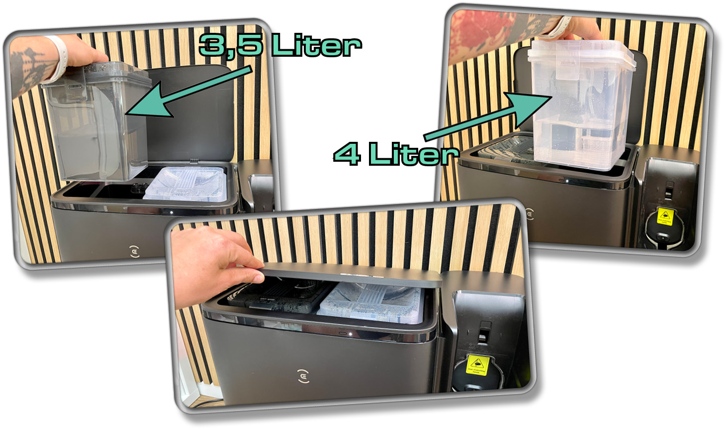 Die Wassertanks befinden sich unter der Klappe