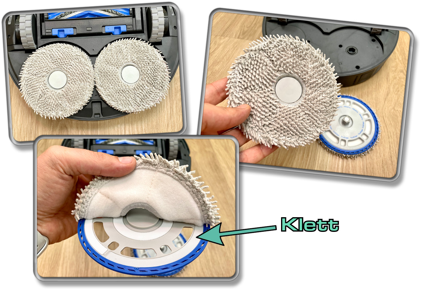 Die Wischmopps des ECOVACS DEEBOT T30S COMBO COMPLETE haften magnetisch und mittels Klett