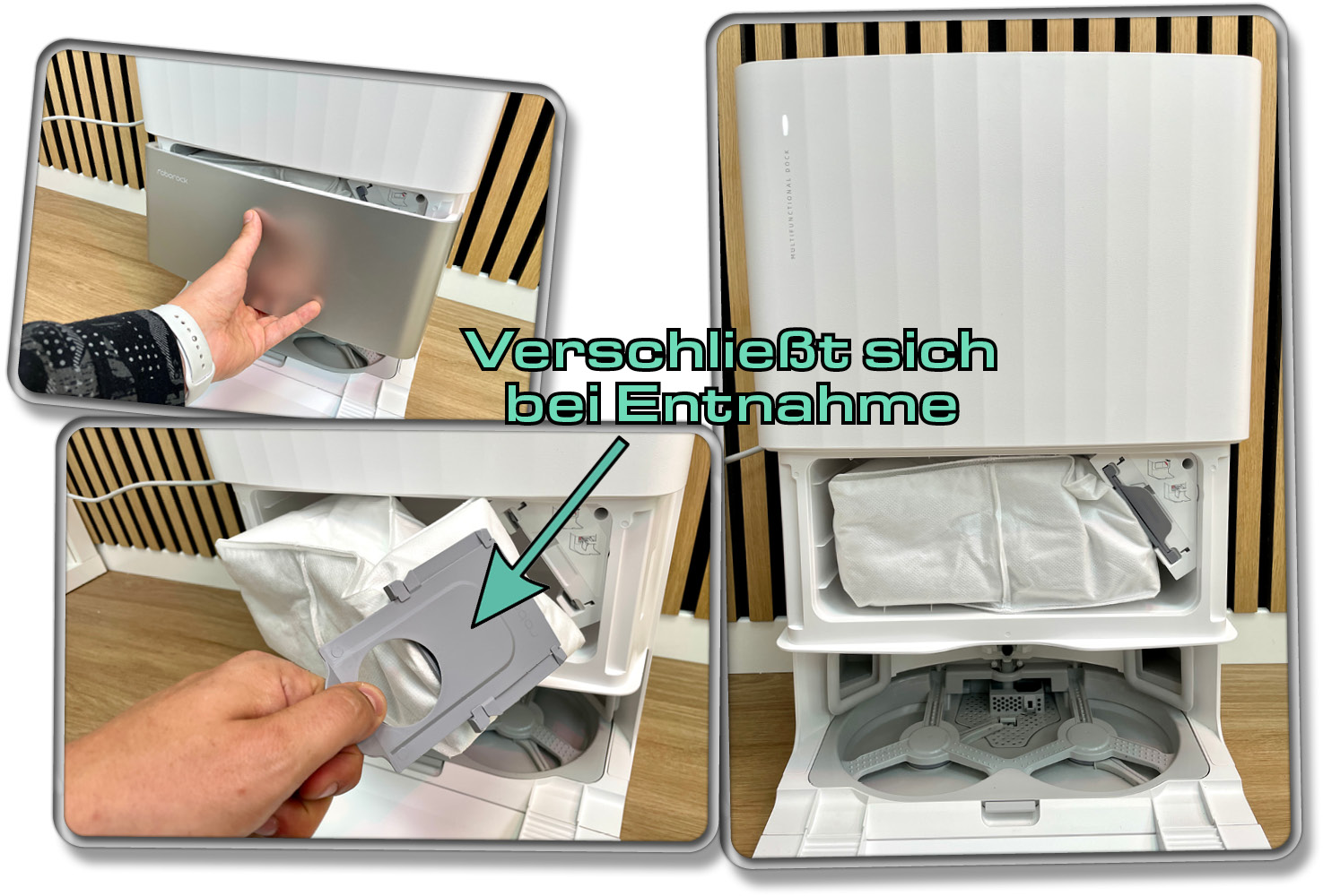 Die eingebaute Absaugstation sorgt dafür, dass man den Staubbehätler nicht mehr selbst entleeren muss