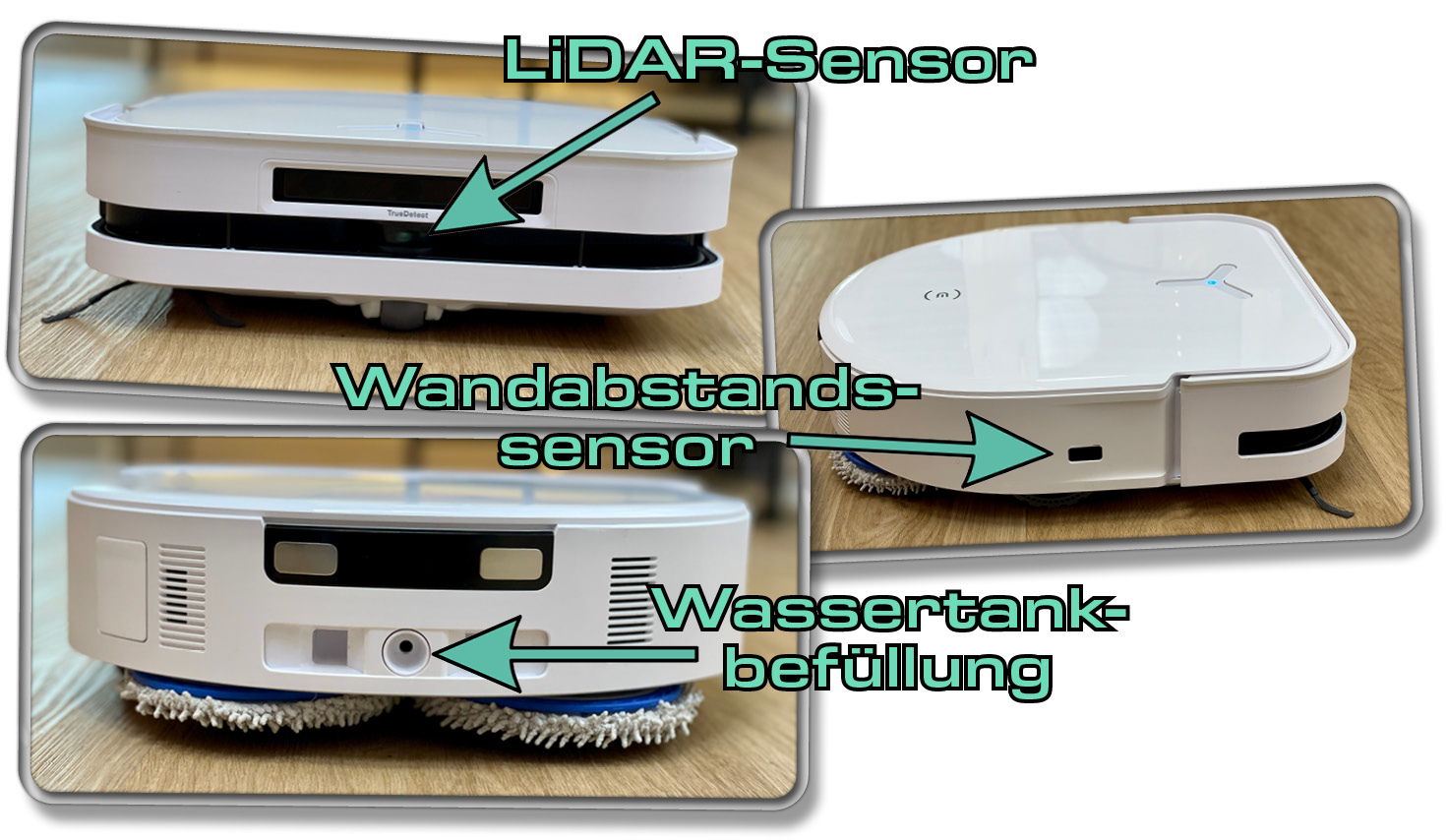 Diese Sensoren befinden sich rund um den Saugroboter