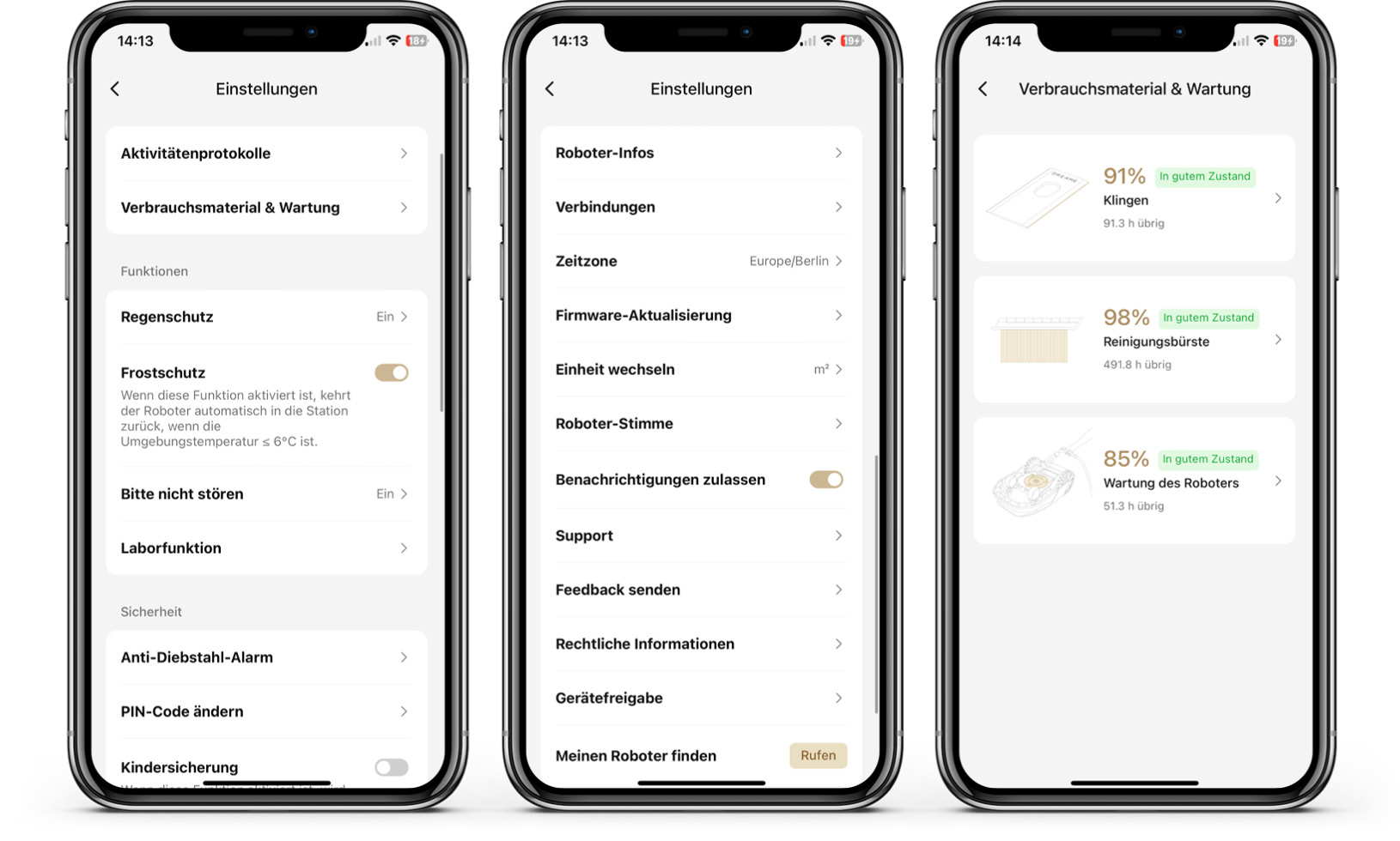 Dreame A1 - App - Einstellungen & Protokolle