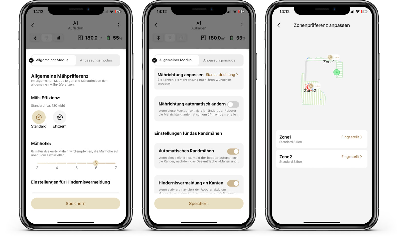 Dreame A1 - App - Mäheinstellungen