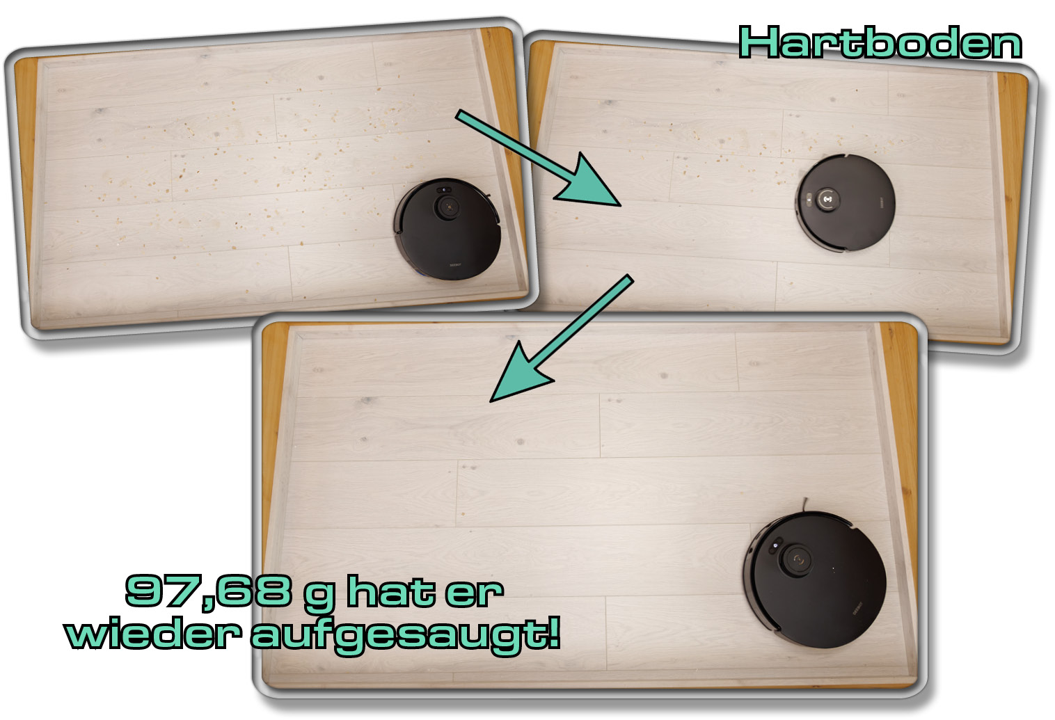 ECOVACS DEEBOT T30S COMBO COMPLETE - Die gemessene Saugleistung auf Hartboden