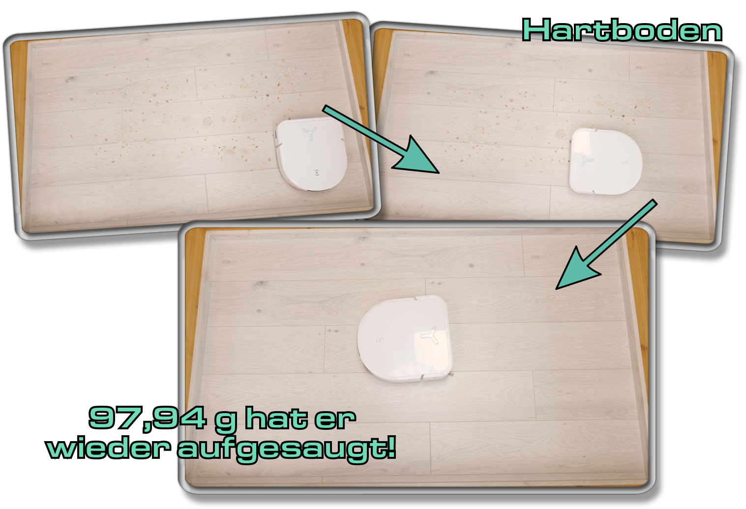 ECOVACS DEEBOT X5 OMNI - Die gemessene Saugleistung auf Laminat