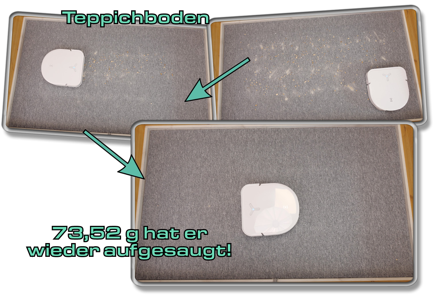 ECOVACS DEEBOT X5 OMNI - Die gemessene Saugleistung auf Teppichboden