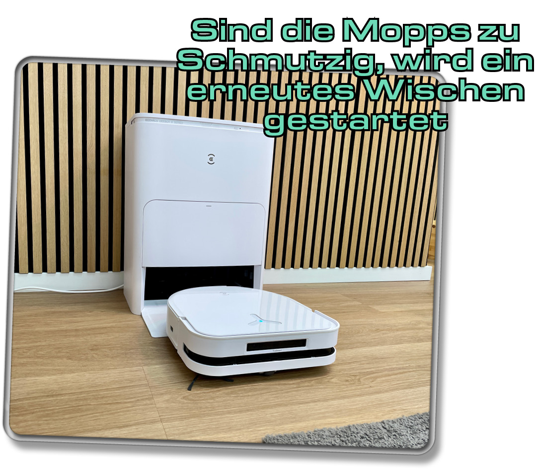 Eine intelligente Schmutzerkennung startet einen erneuten Wischvorgang, wenn der Boden noch schmutzig ist