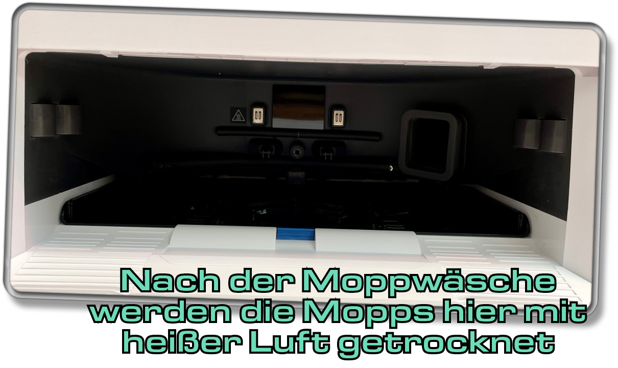 Nach jeder Moppwäsche werden die Wischmopps hier drin getrocknet mit heißer Luft