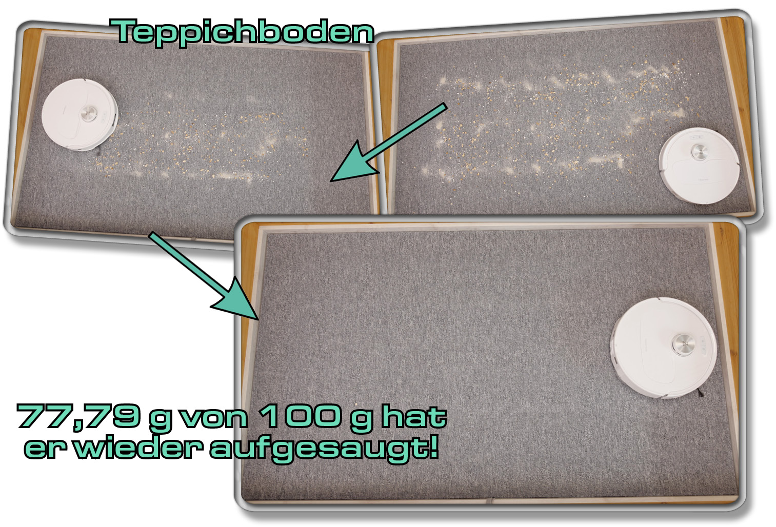 Roborock Qrevo Master - Die gemessene Saugleistung auf Teppich