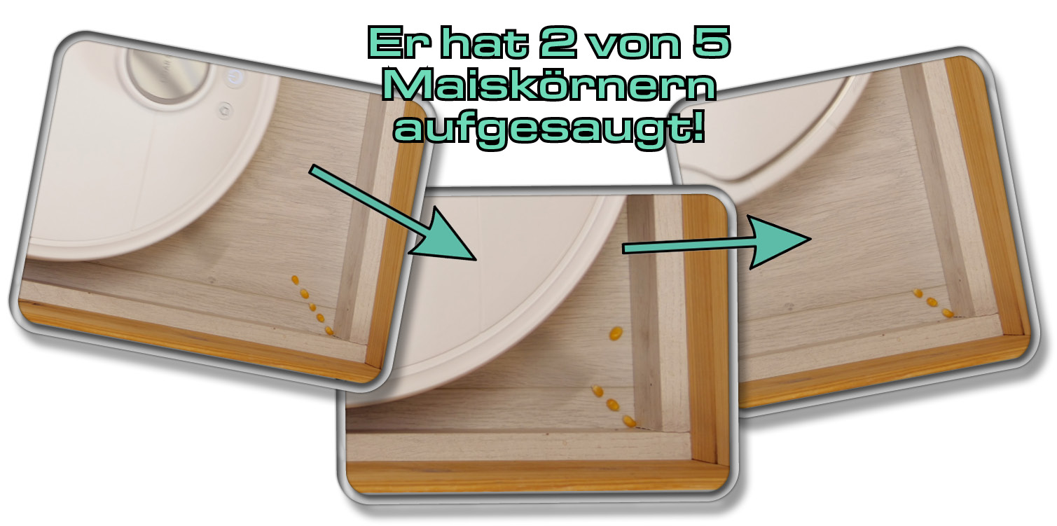 SwitchBot S10 - Die gemessene Saugleistung in Ecken