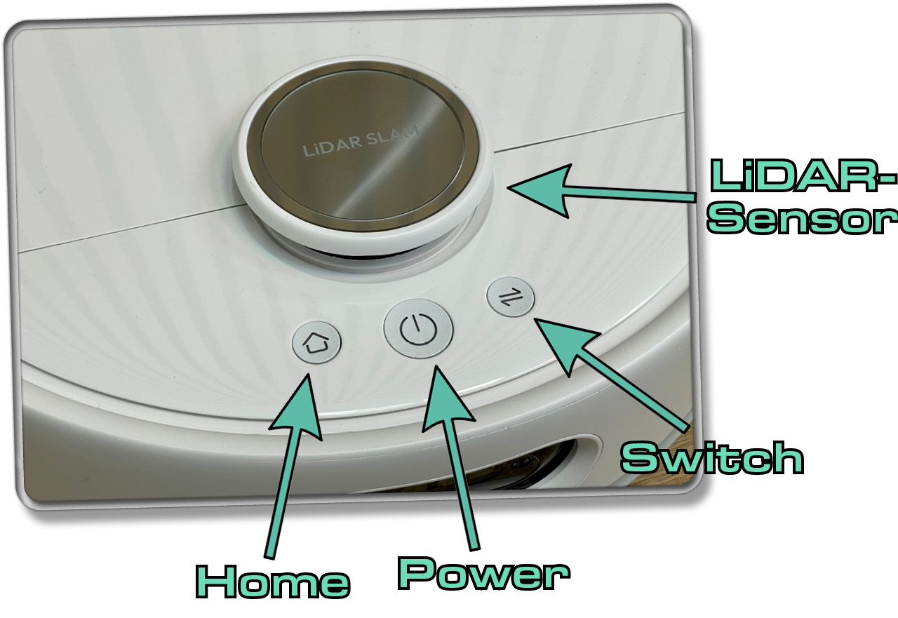 Über diese Tasten kann man den SwitchBot S10 manuell steuern