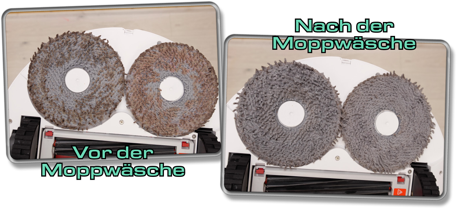 Vergleich - Der Roborock Qrevo Master vor und nach der Moppwäsche