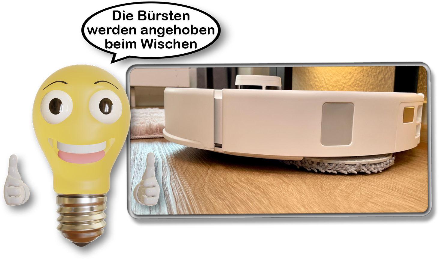 Wenn der Roborock Qrevo Master nur wischt, dann hebt er seine Bodenbürsen in die Luft