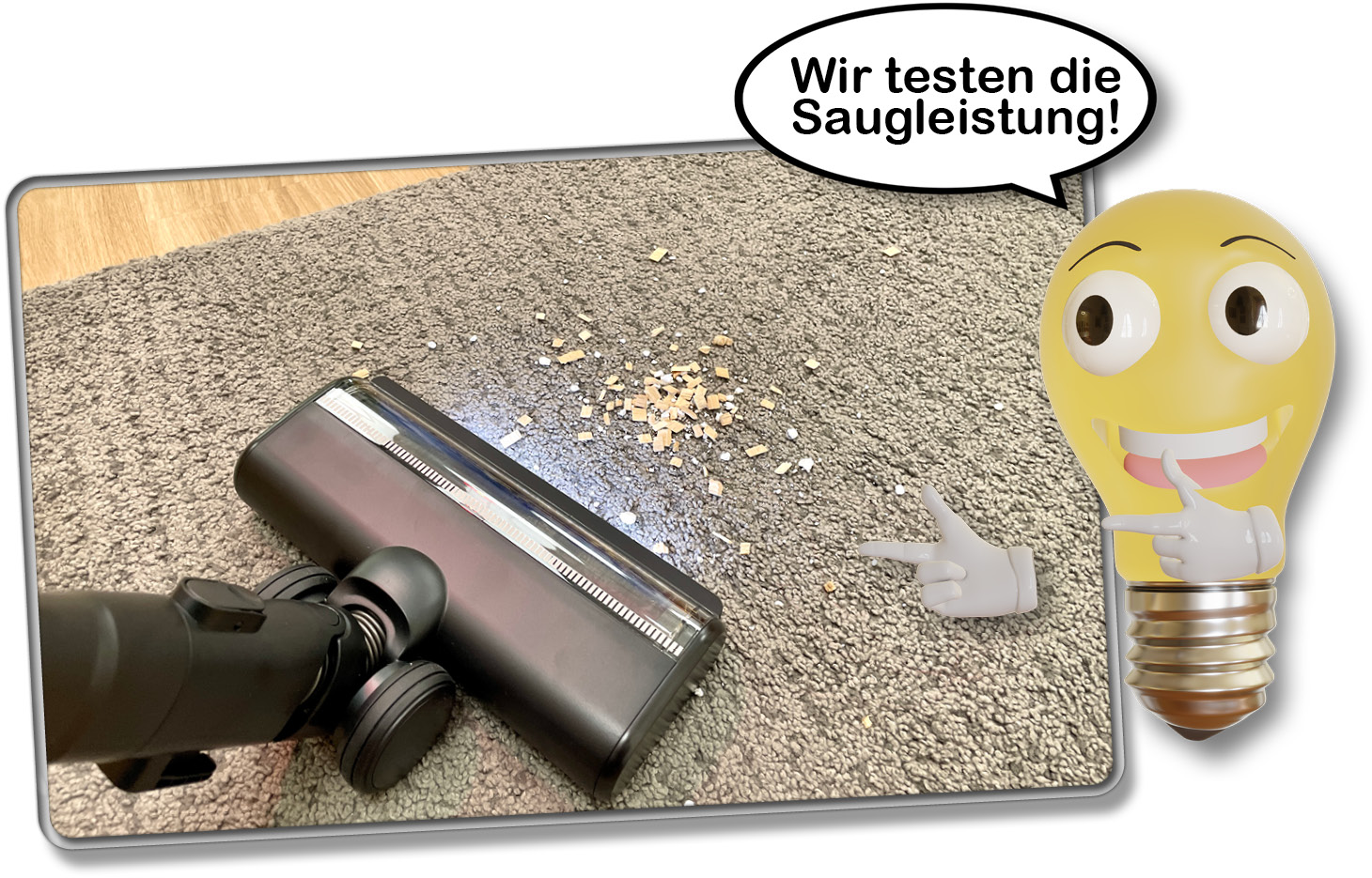 Wir haben uns auch die Saugleistung des Akkusaugers angeschaut