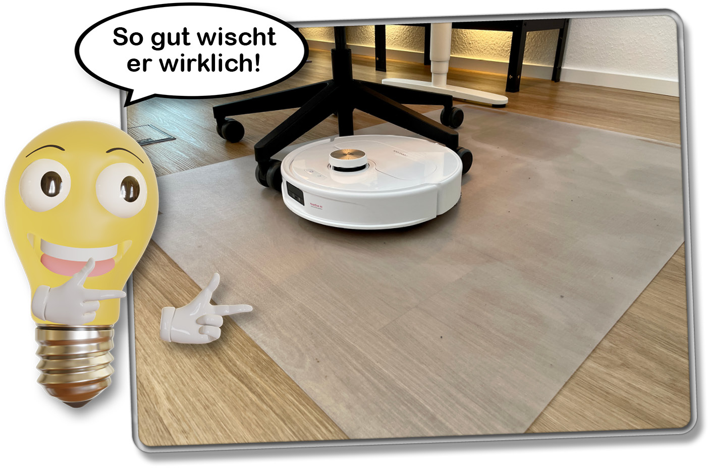 Wir haben uns natürlich auch die Wischleistung des Roborock Qrevo Master ganz genau angeschaut