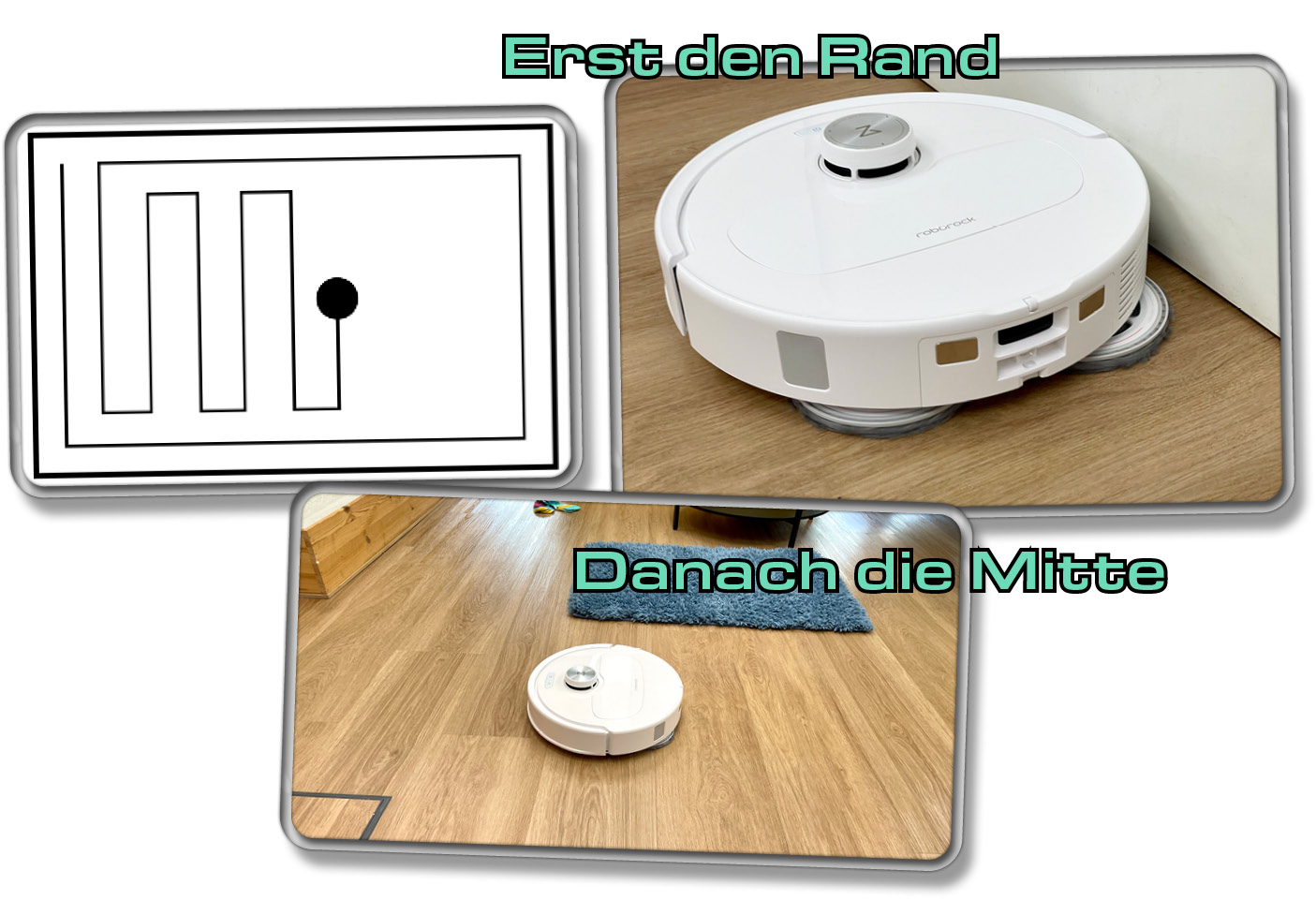 Zuerst wird der Randbereich abgefahren, danach die Mitte