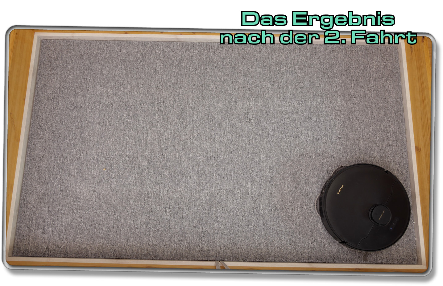 Das Saugergebnis nach der 2. Fahrt auf Teppich