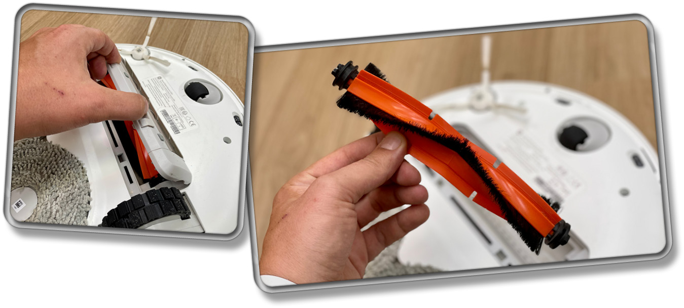 Das ist die Bodenbürste, die aus Gummilamellen und Borsten besteht