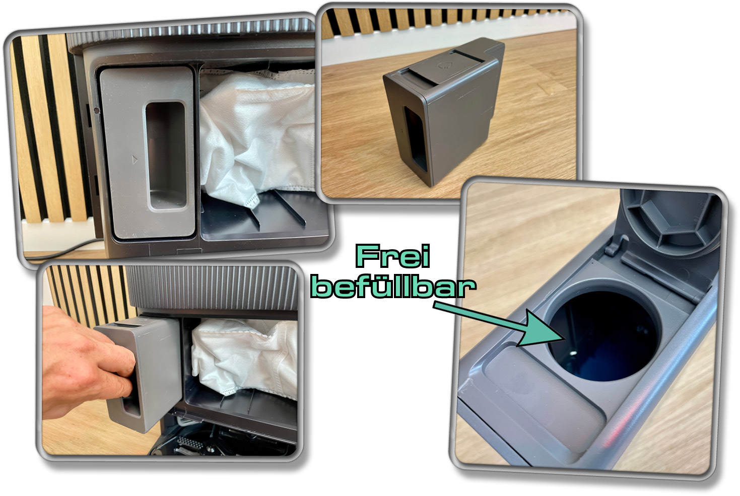 Der Reinigungsmitteldosierer kann frei befüllt werden und verbessert die Reinlichkeit der Moppwäsche