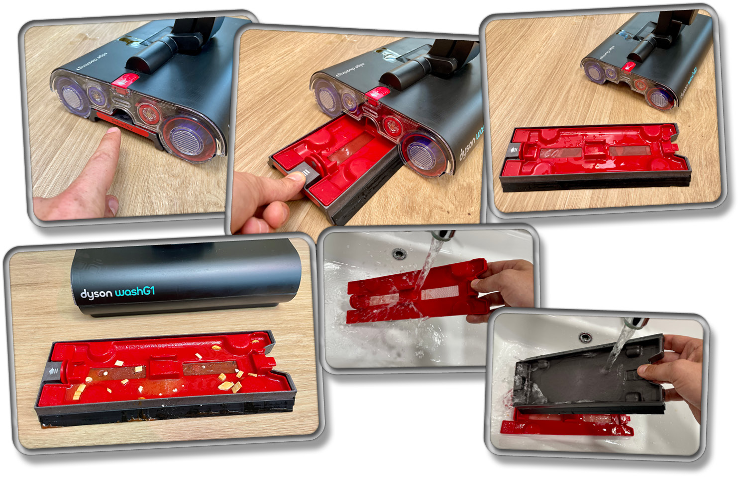 Der Schmutzauffangbehälter lässt sich komfortabel ausleeren und unter fließendem Wasser reinigen