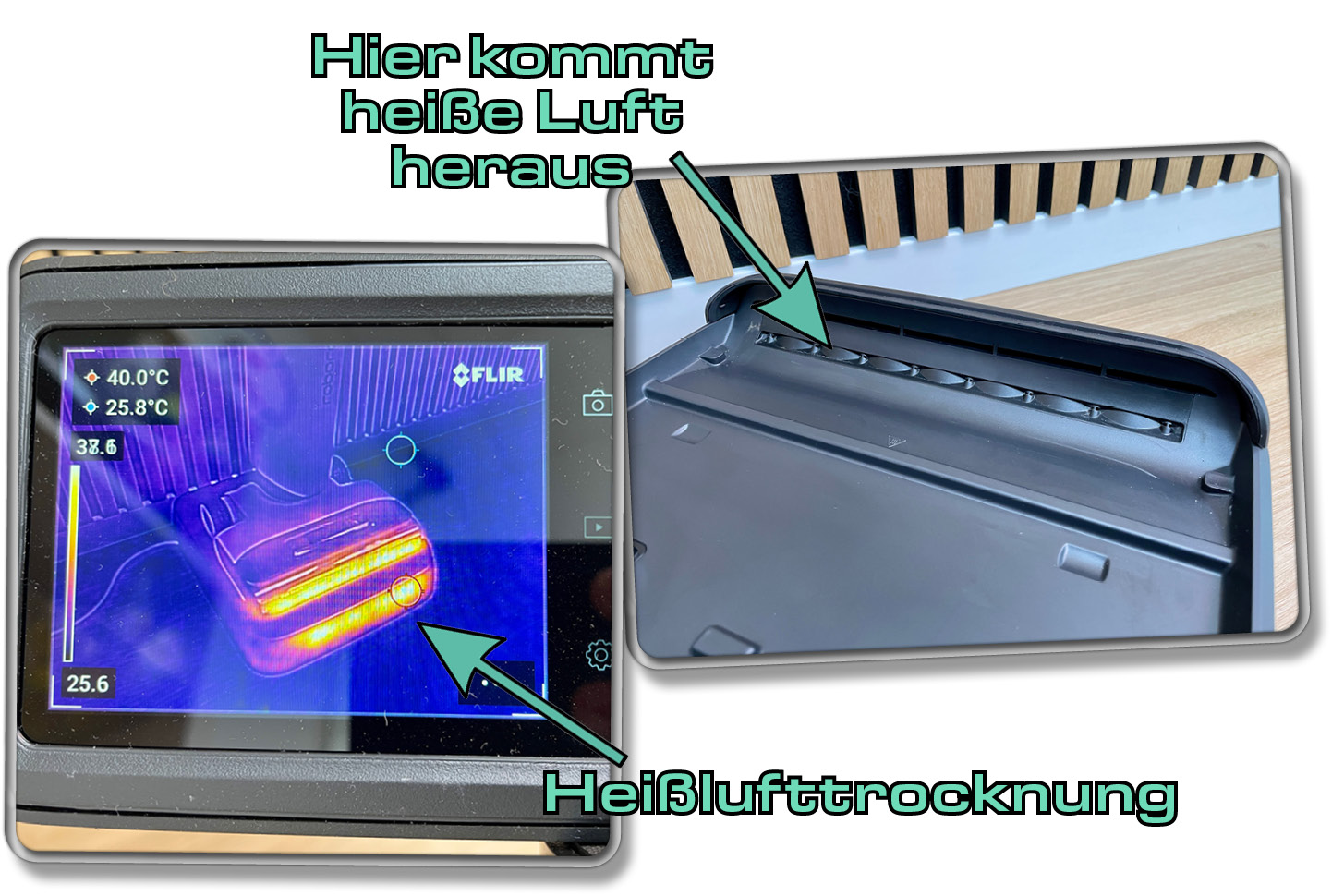 Der Wischmopp wird nach jeder Moppwäsche mit heißer Luft getrocknet