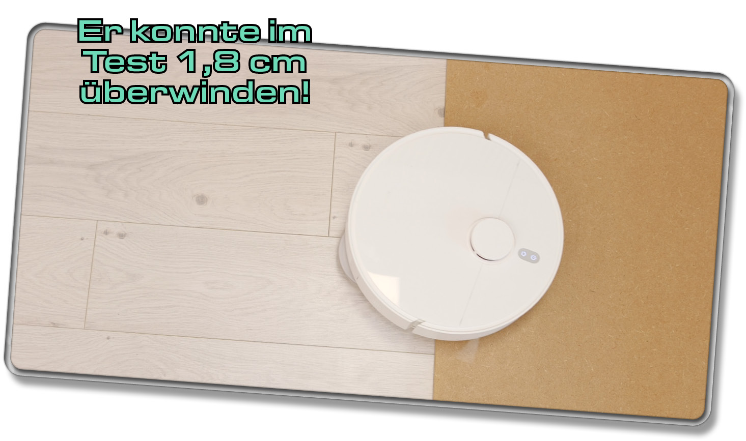 Der Xiaomi X20+ hat im Test eine scharfe Kante mit einer Höhe von 1,8 cm überwinden können