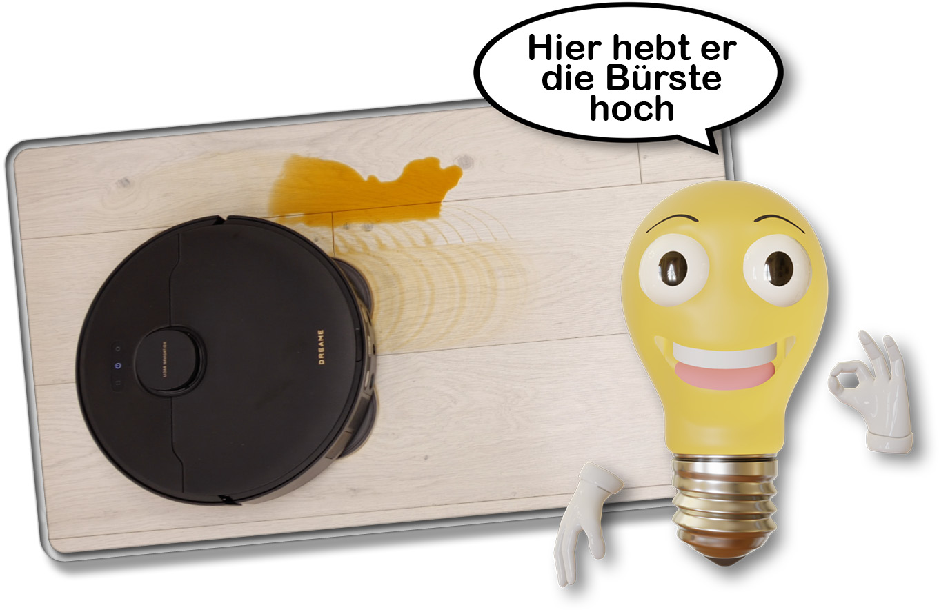 Die Bodenbürste kann angehoben werden