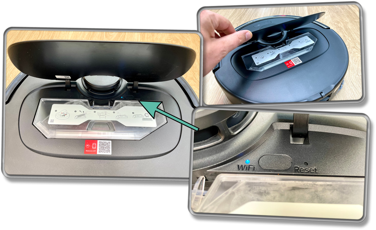 Die Haube des Roborock Qrevo S lässt sich aufklappen