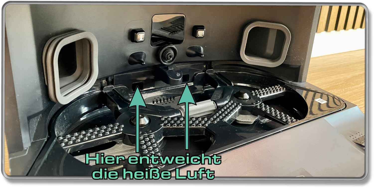 Die Heißlufttrocknung sorgt dafür, dass die Mopps nicht nass parken müssen