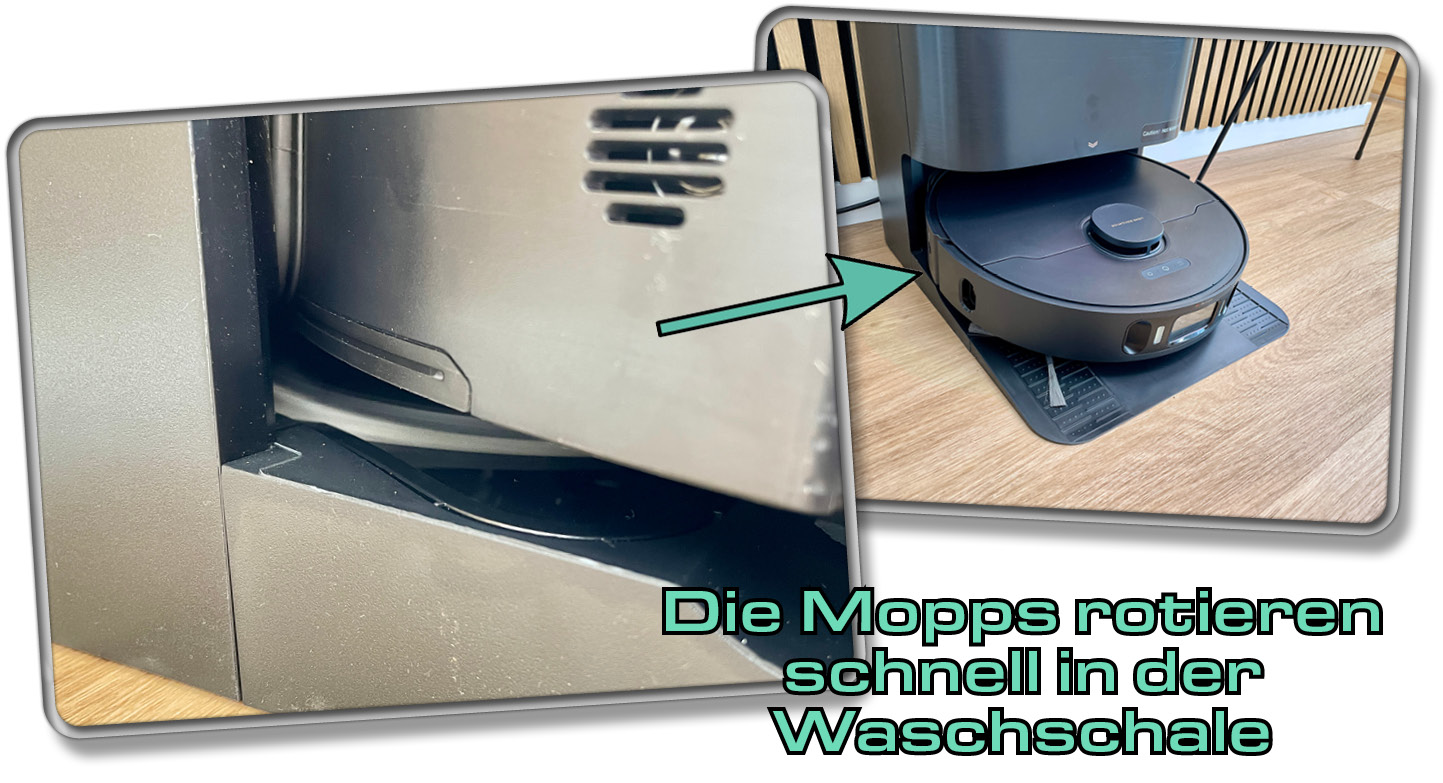 Die Moppwäsche wird durch heißes Wasser unterstützt