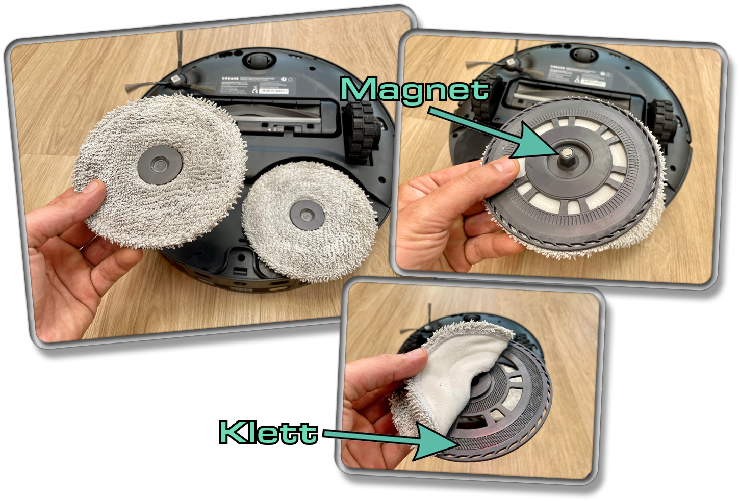 Die Wischmopps des Dreame X30 Ultra können abgenommen werden