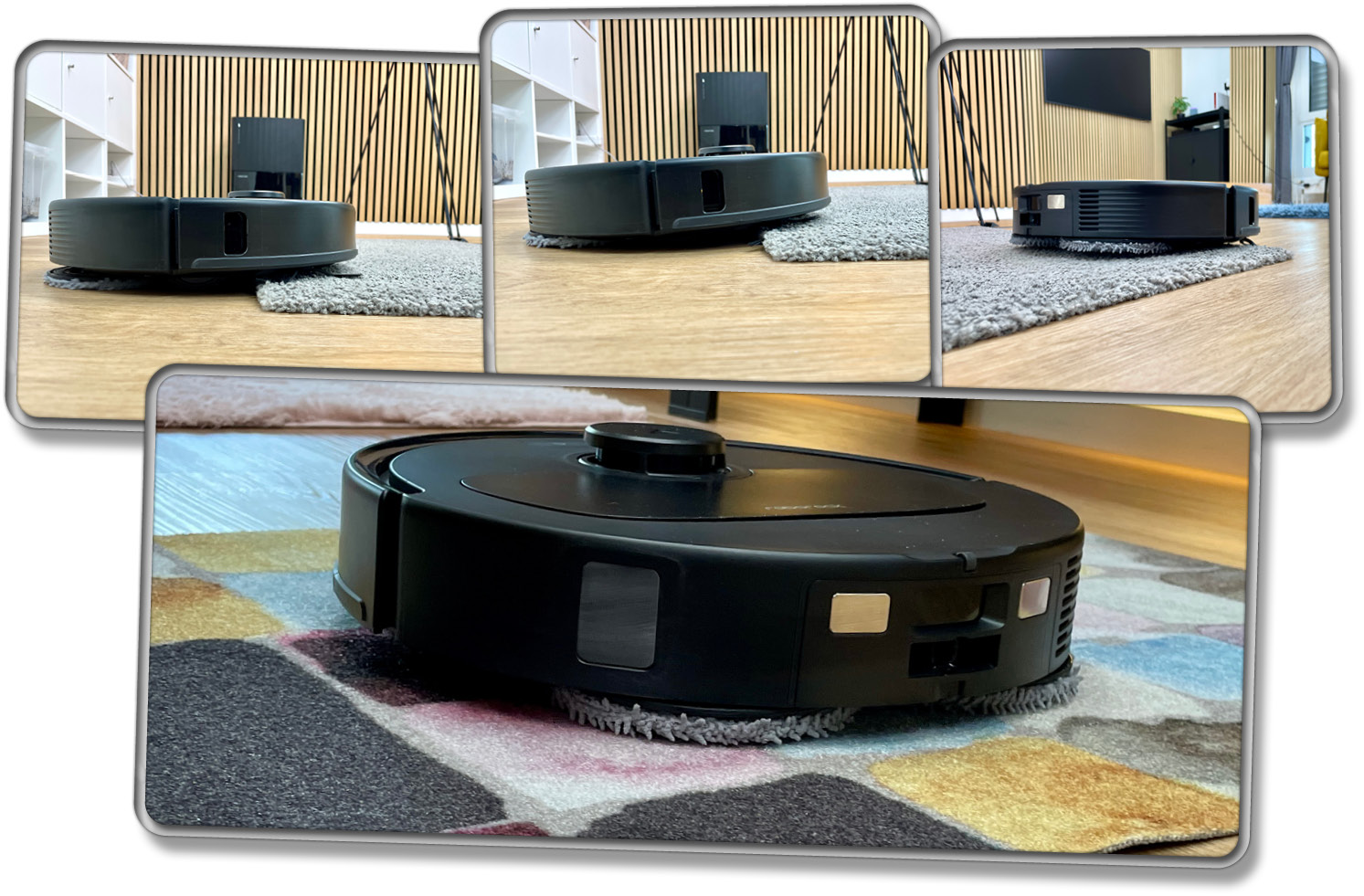 Die Wischmopps werden über Teppichboden angehoben, damit dieser nicht nass wird.