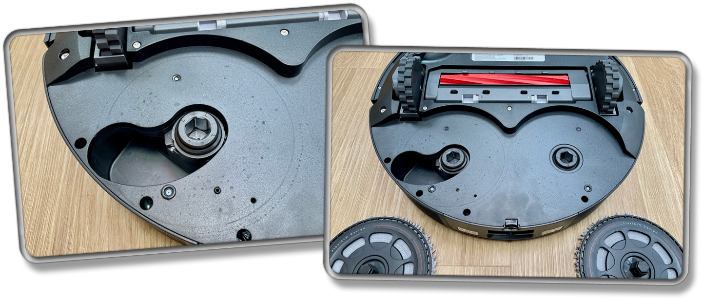 Hier erkennt man die Mechanik hinter dem ausfahrbaren Wischmopp des Roborock Qrevo Pro