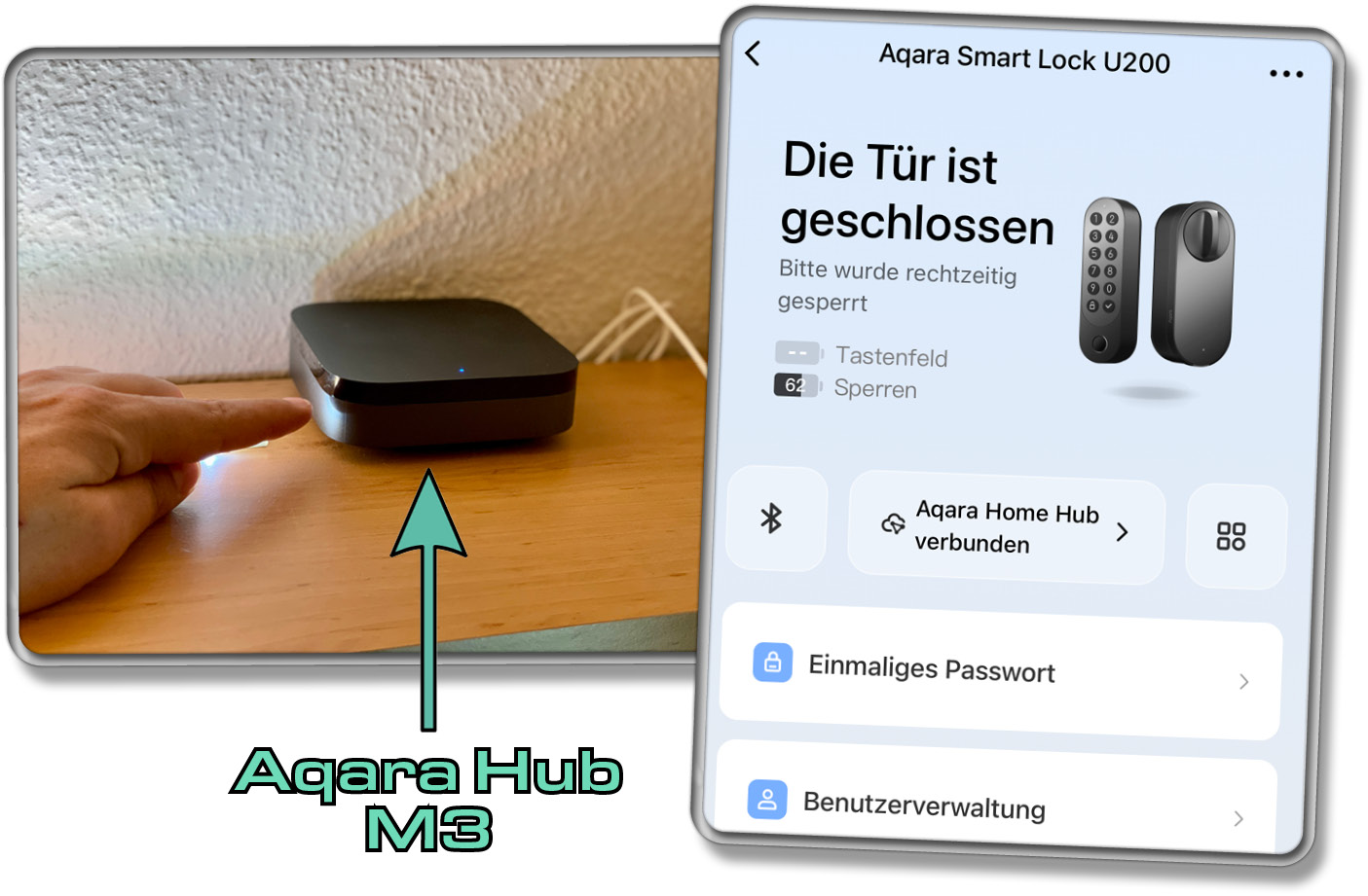 Man kann das Smart Lock mit einem Aqara Hub verbinden, ist aber nicht zwingend notwendig!