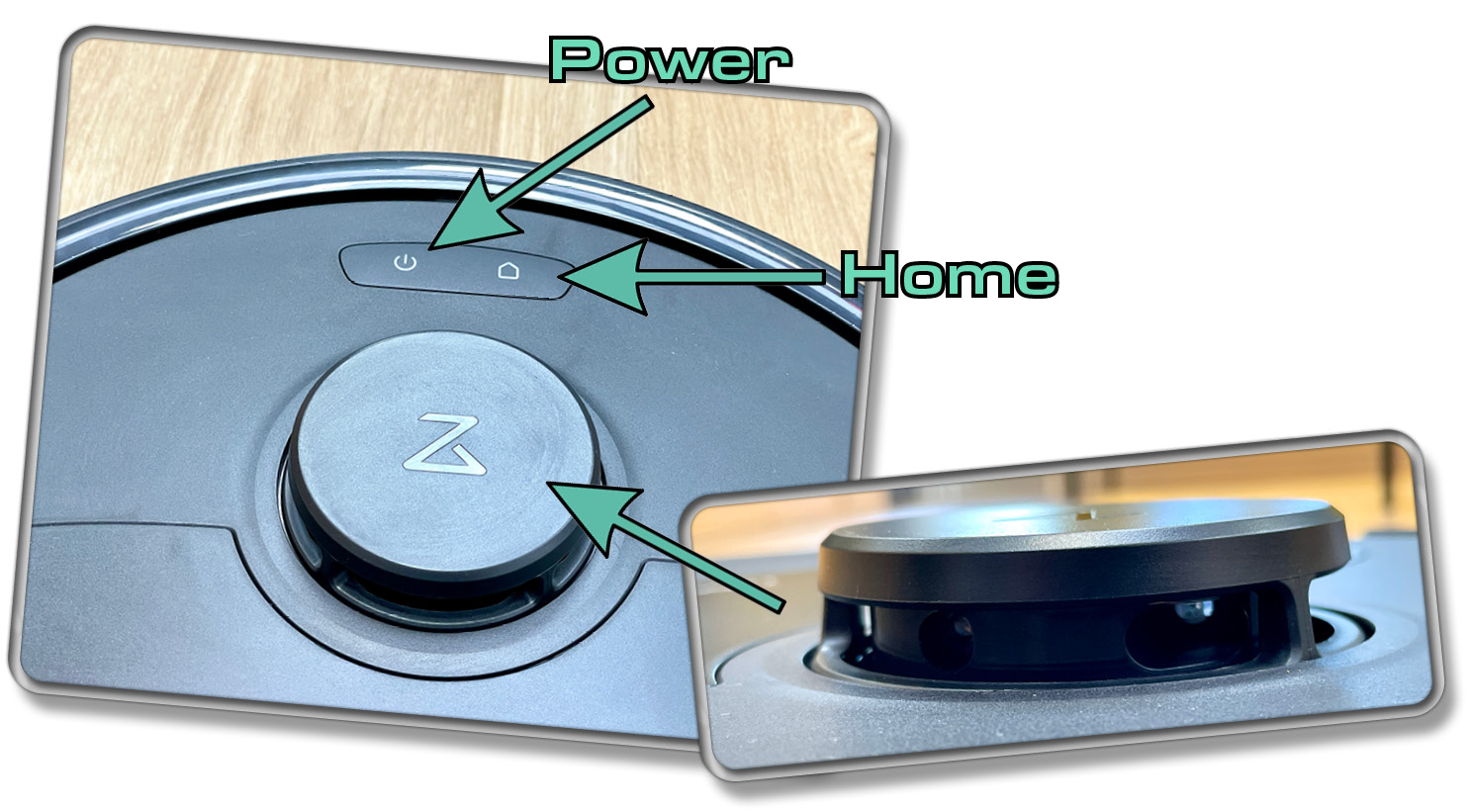 Mit diesen Tasten kann man den Roborock Qrevo S manuell steuern