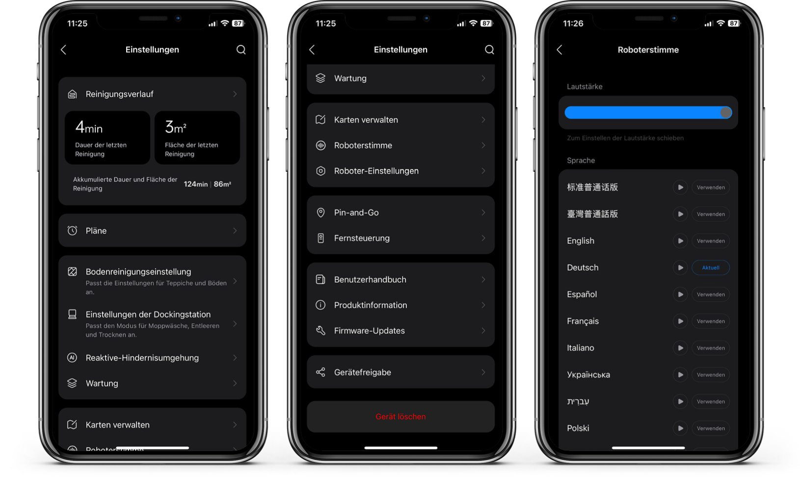 Roborock Qrevo Pro - App - Einstellungen & Protokolle