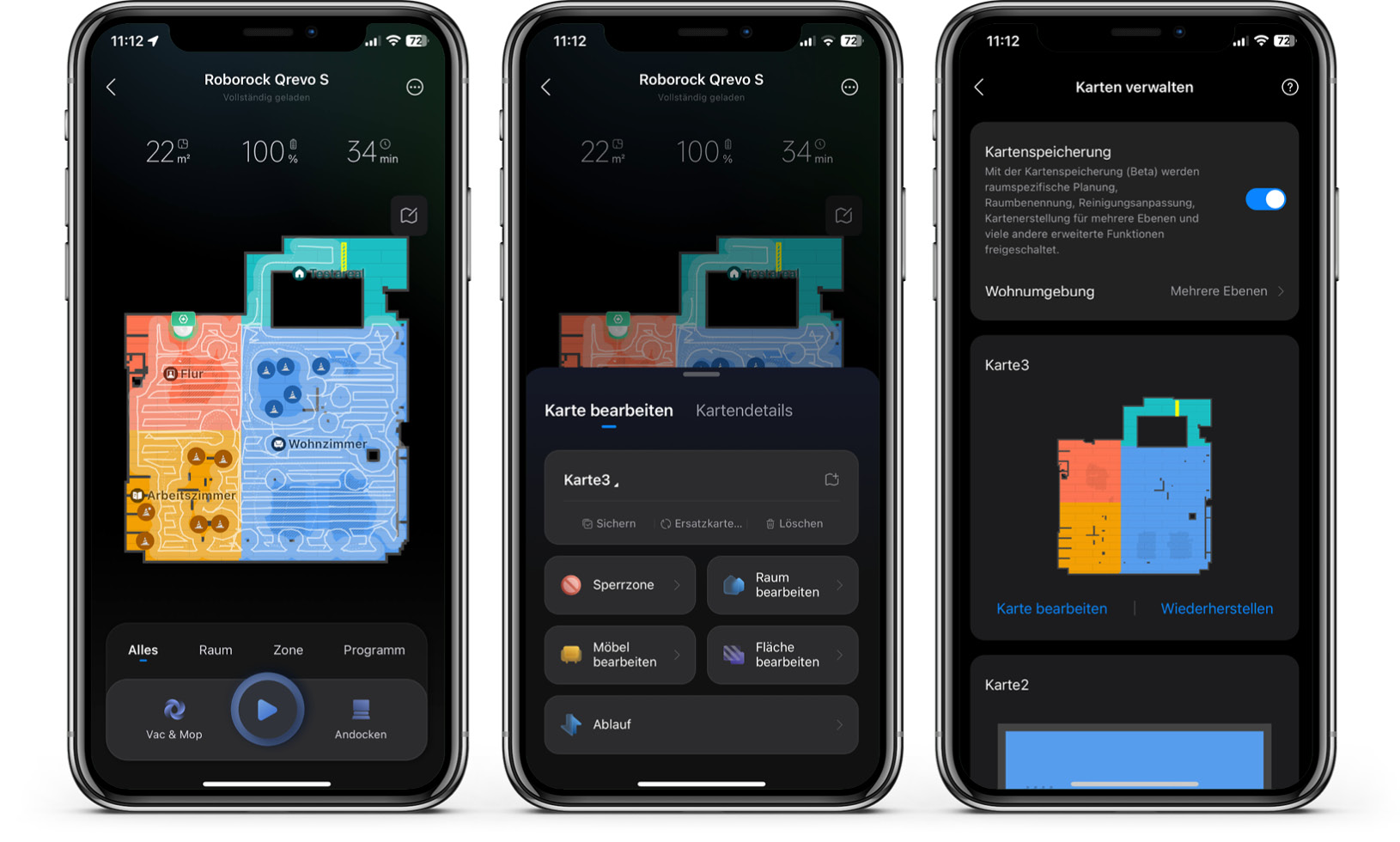 Roborock Qrevo S - App - Karte