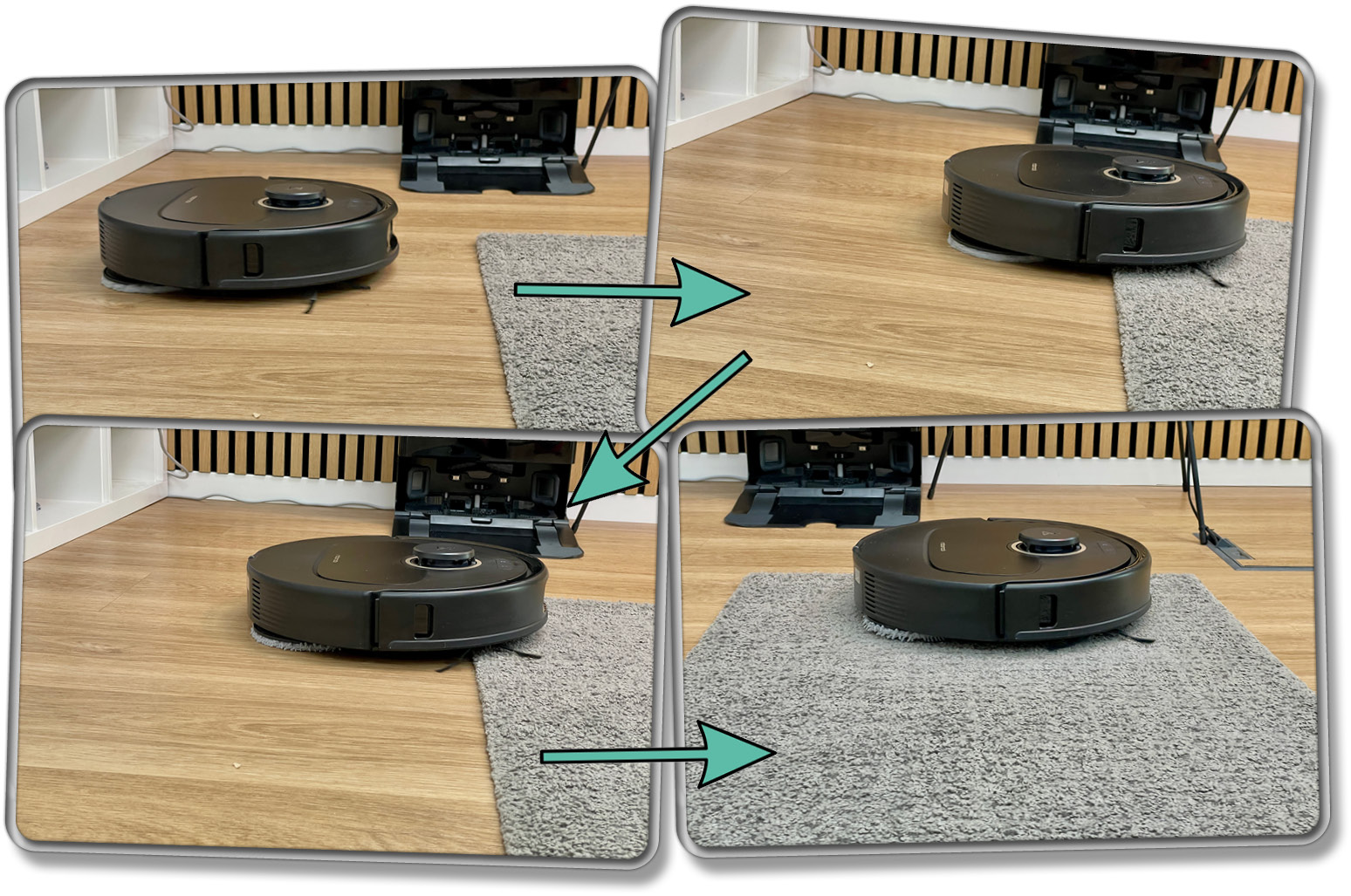 So gut funktioniert die Mopp-Lift-Funktion, damit die Teppiche nicht mitgewischt werden