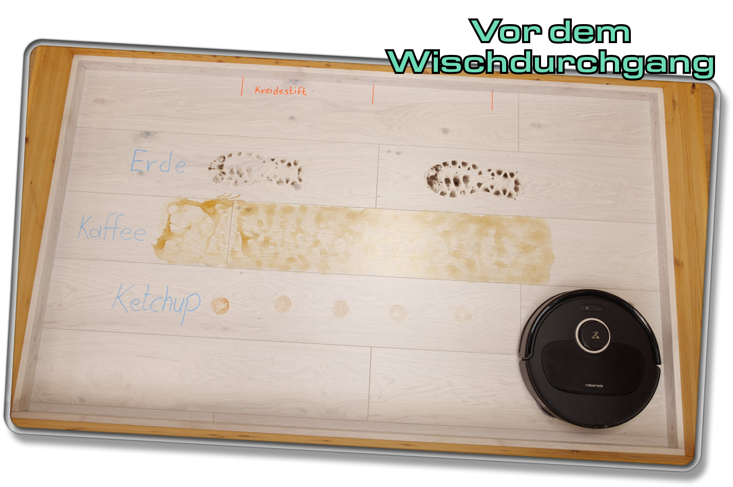 So sieht unser Testareal vor dem Wischdurchgang aus