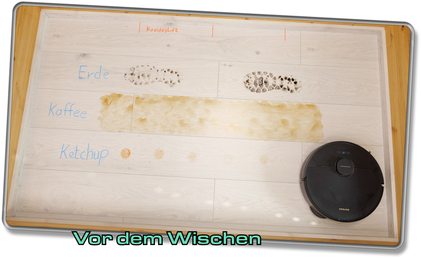 So sieht unser Testareal vor dem Wischen aus