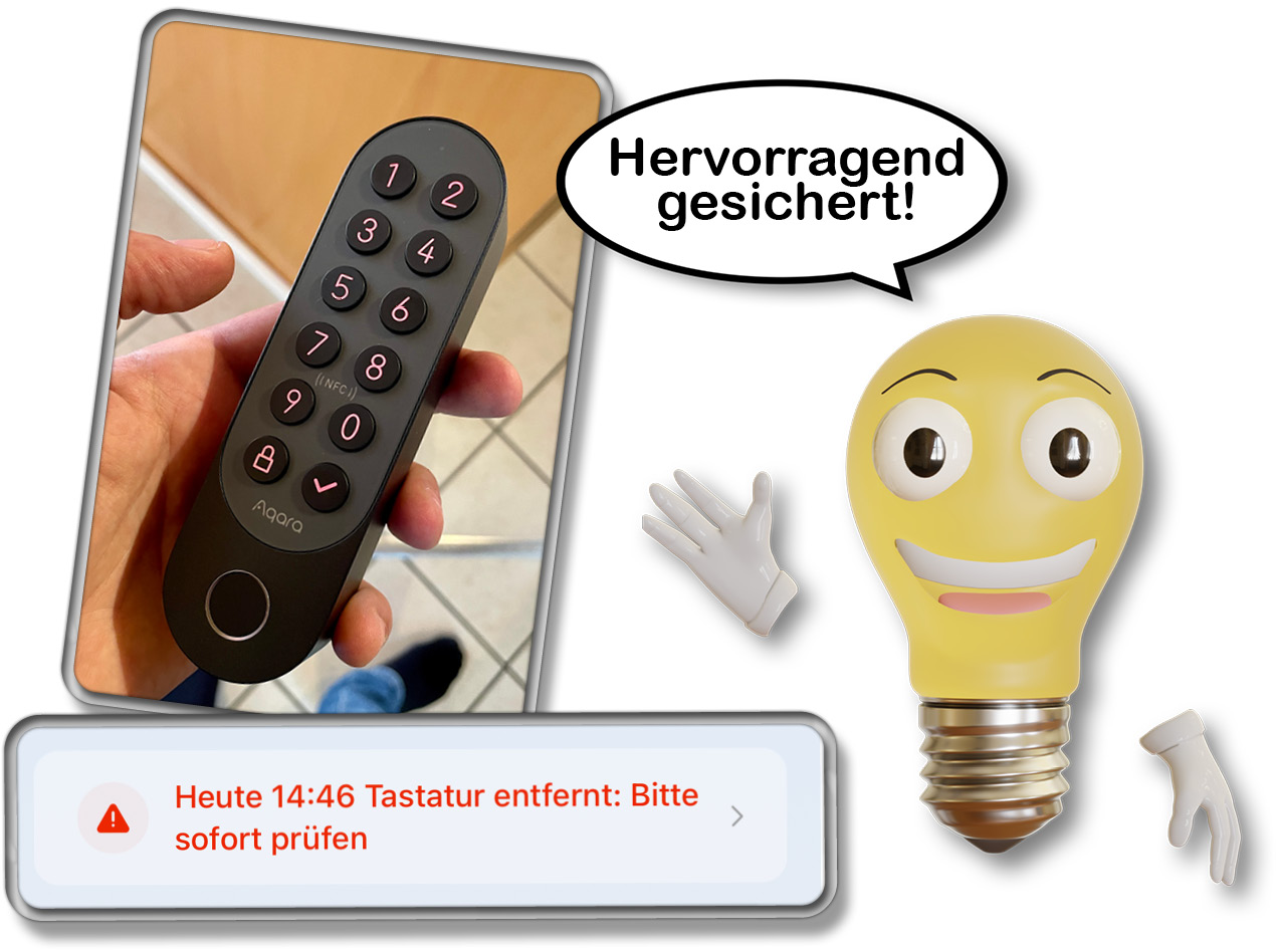 Sobald das Keypad entfernt wird, ertönt ein lauter Alarm