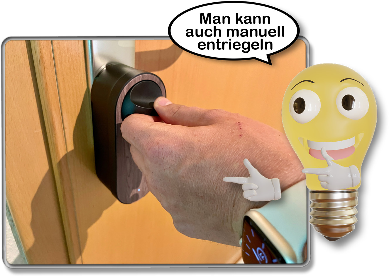 Über den Drehknauf lässt sich das Schloss jederzeit manuell entriegeln