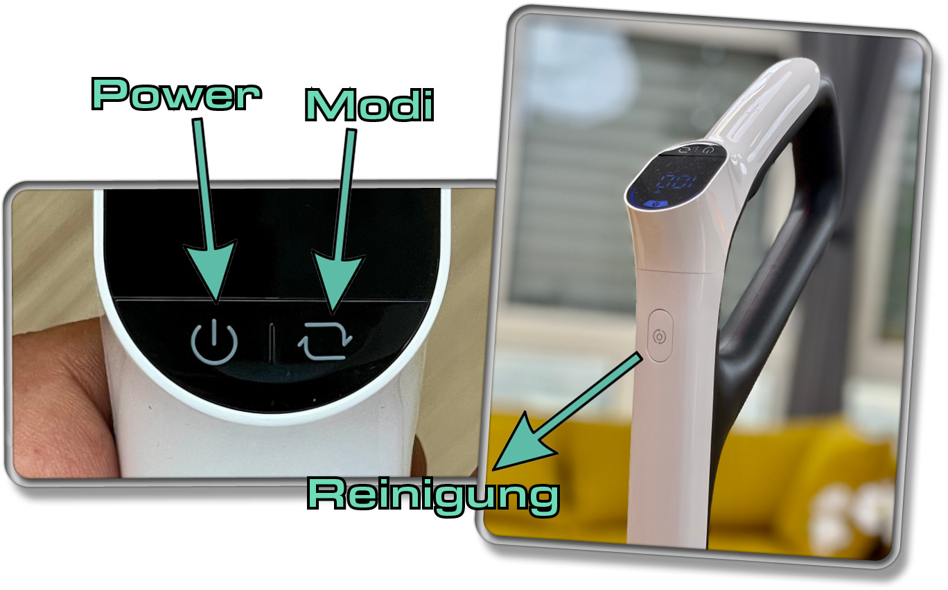 Über diese Tasten wird der Roborock Flexi Pro gesteuert
