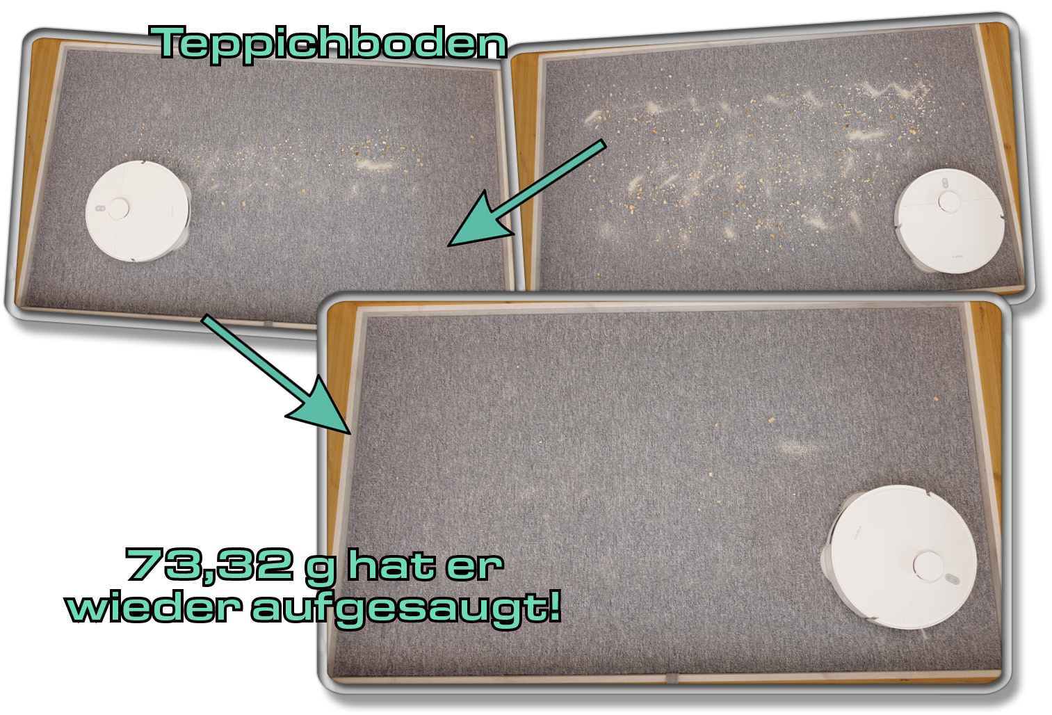 Xiaomi X20+ - Die gemessene Saugleistung auf Teppichboden