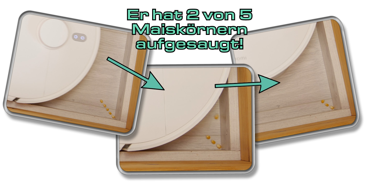 Xiaomi X20+ - Die gemessene Saugleistung in Ecken