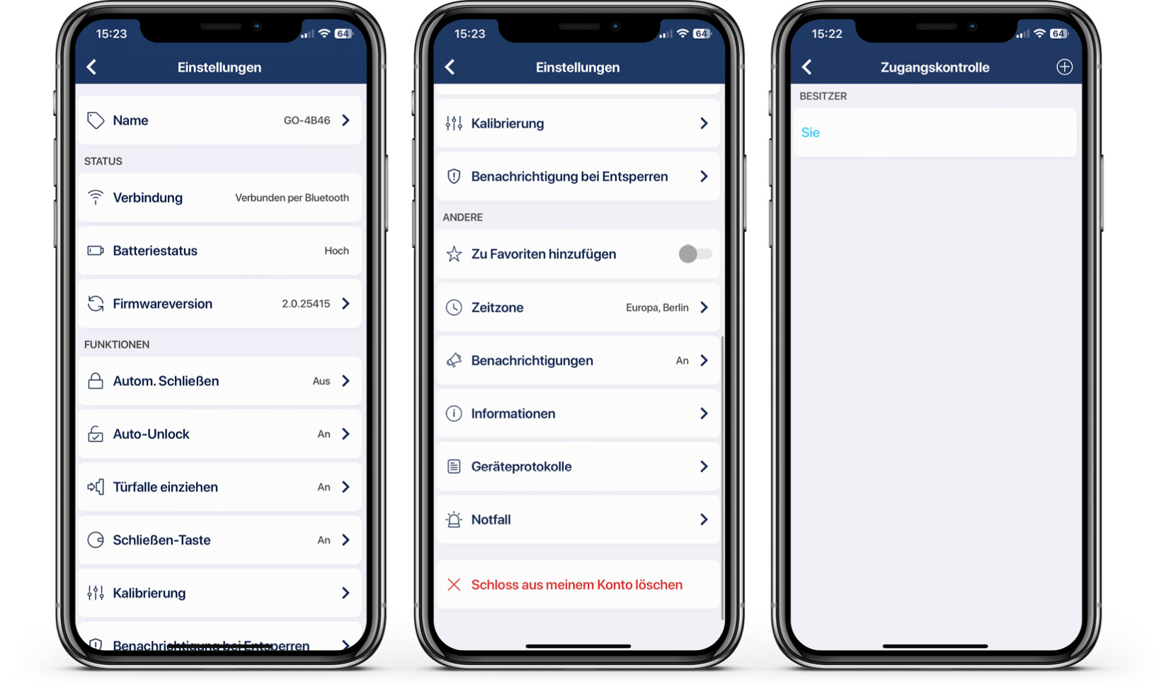 Tedee GO - App - Einstellungen