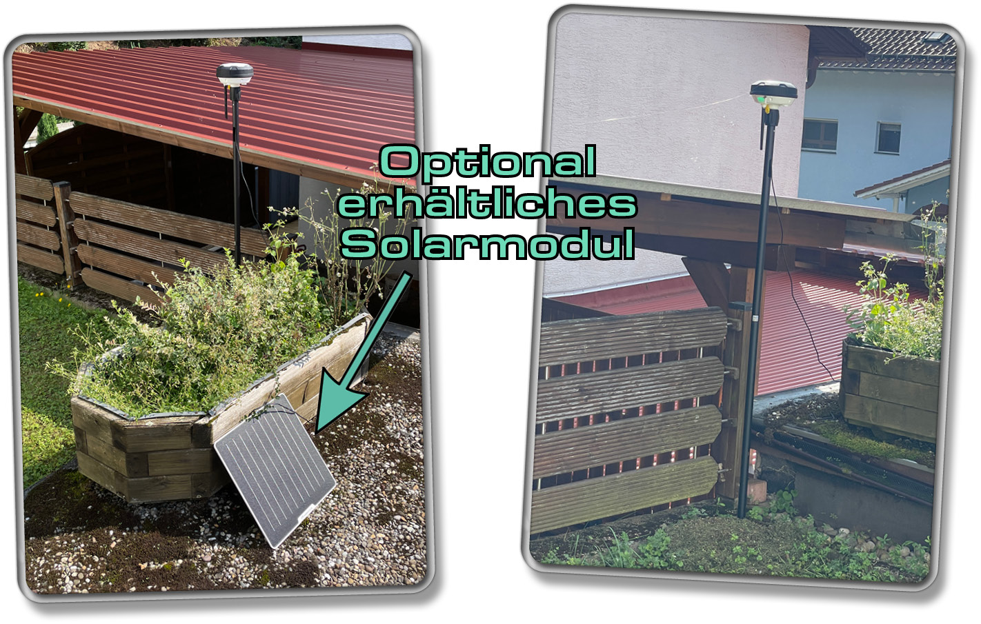 Das RTK kann mit einem optional erhältlichem Solarmodul betrieben werden