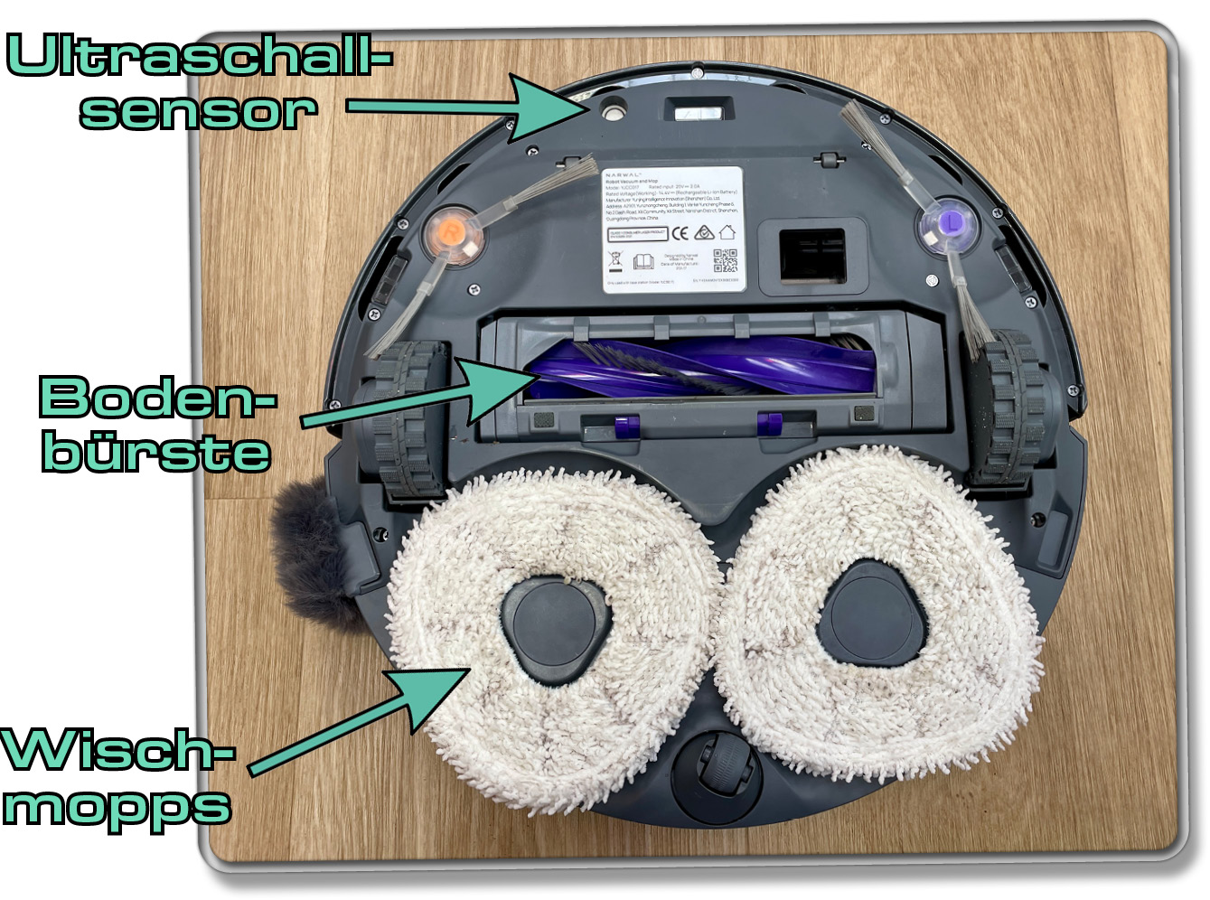 Das alles befindet sich auf der Unterseite des Narwal Freo Z Ultras